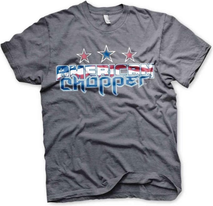 American Chopper Heren Tshirt -S- Flag Logo Grijs