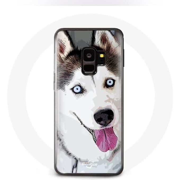 Hoesje voor Samsung Galaxy S9 Witte Siberische Husky Blauwe Ogen wit