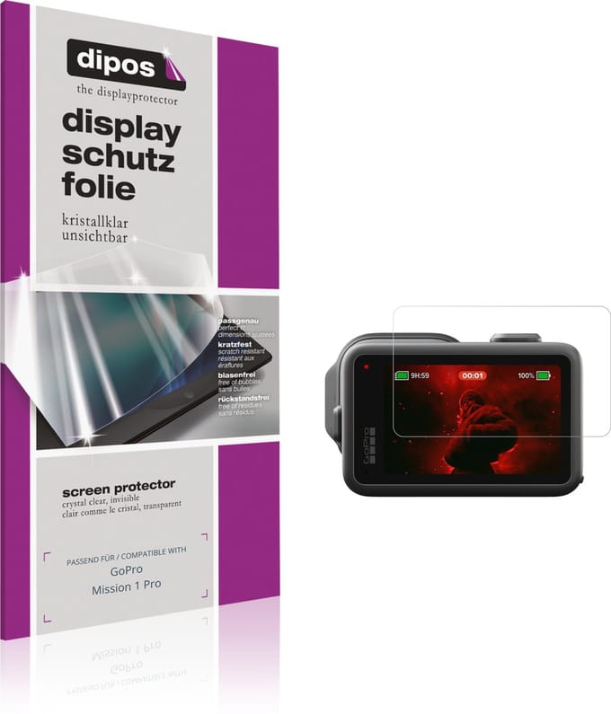 dipos – 4x Beschermfolie geschikt voor GoPro Mission 1 Pro | Krasbestendige & heldere Screenprotector Ultra-Thin