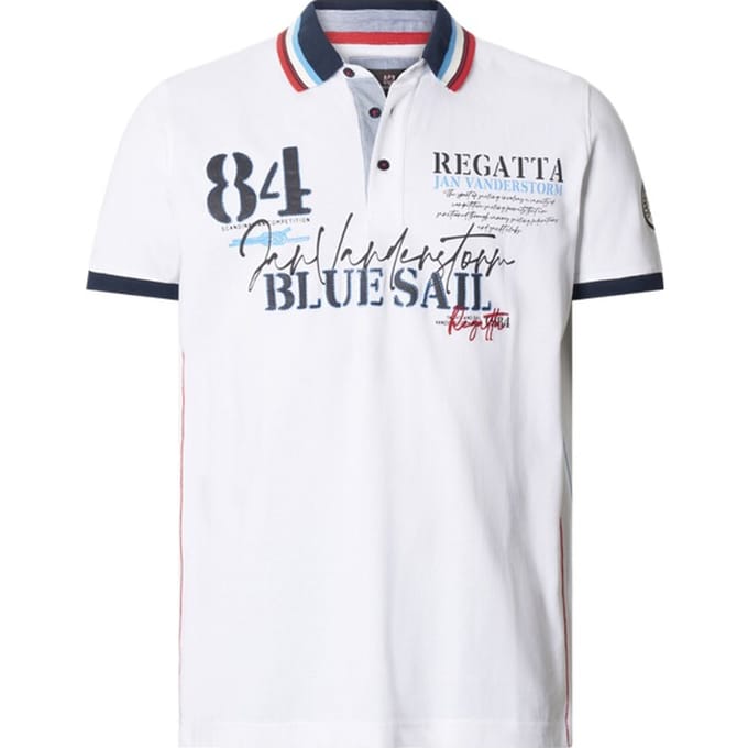 Jan Vanderstorm herren Poloshirt - 64/66 - wit - Plus Size