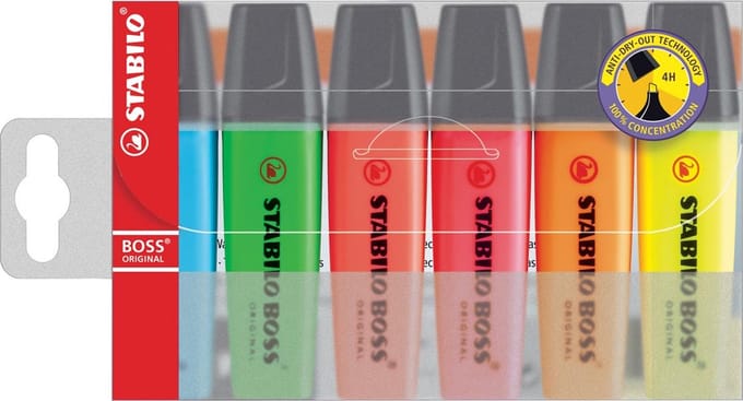 Markeerstift stabilo boss 70/6 6st assorti | 5 stuks