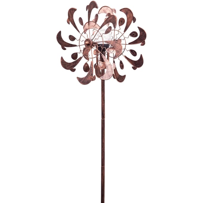 Windvanger HQ Metal Wind Spinner: Copper Dolphins Duett - Soloar LED 110224 Brons 36 x 159 cm