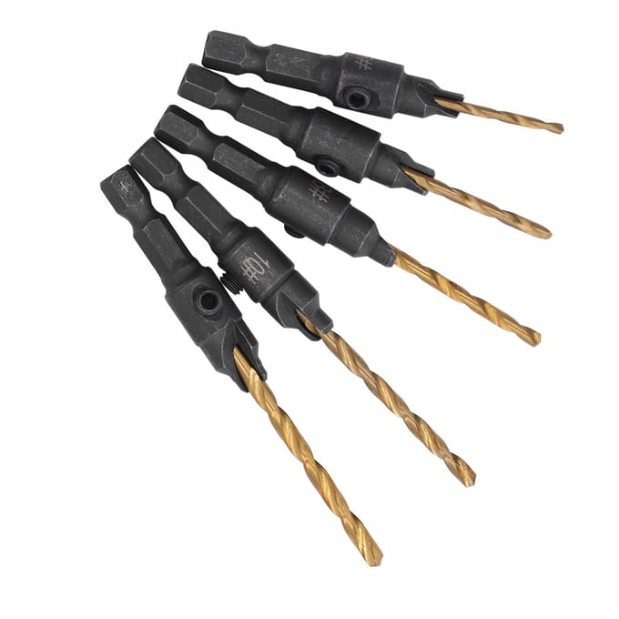 5 Stuks Verzinkboor 1/4 inch Zeskant Schacht HSS Boor Gereedschap Set Kit voor Houtbewerking