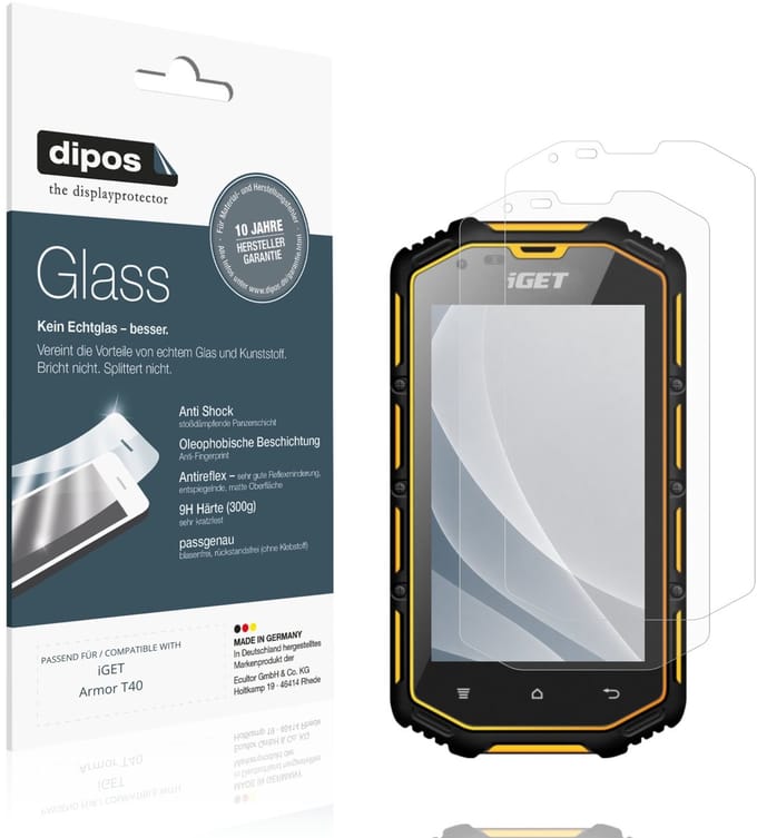 dipos – 2x Matte Pantserfolie geschikt voor iGET Armor T40 | 9H Screenprotector