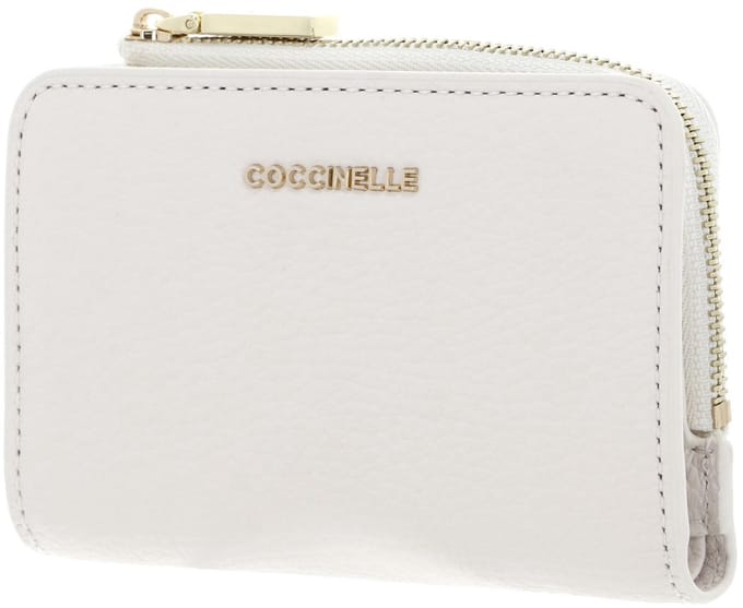 COCCINELLE Leren Portemonnee Metallic Soft Wallet Blanco Crème