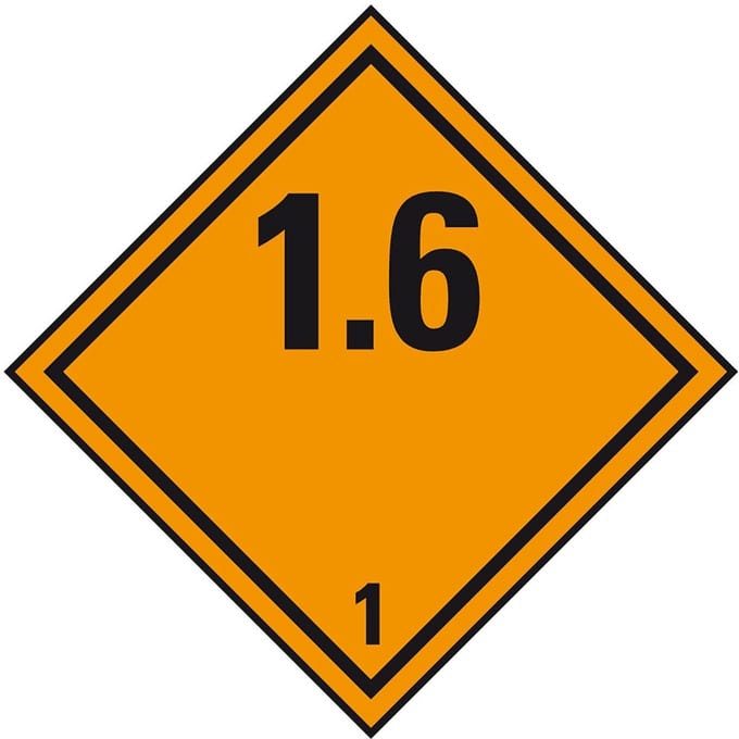 ADR klasse 1.6 sticker explosieve stoffen 150 x 150 mm