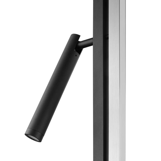 Brilliant LED vloerlamp Pulse, zwart, hoogte 150 cm, metaal, leeslampje