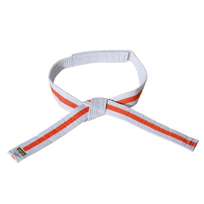 Wit/oranje/wit klittenband riem budō kind Kwon