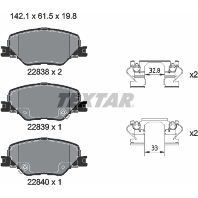 Remblokset TEXTAR 2283801, voor
