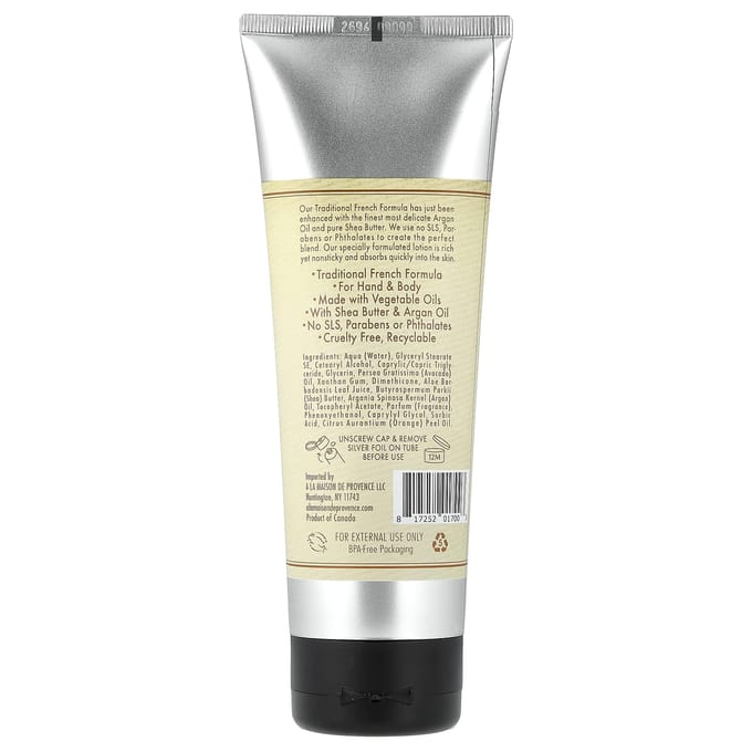 A La Maison de Provence, Lait pour les mains et le corps, Orange Bergamote, 240ml (8 fl oz) beige