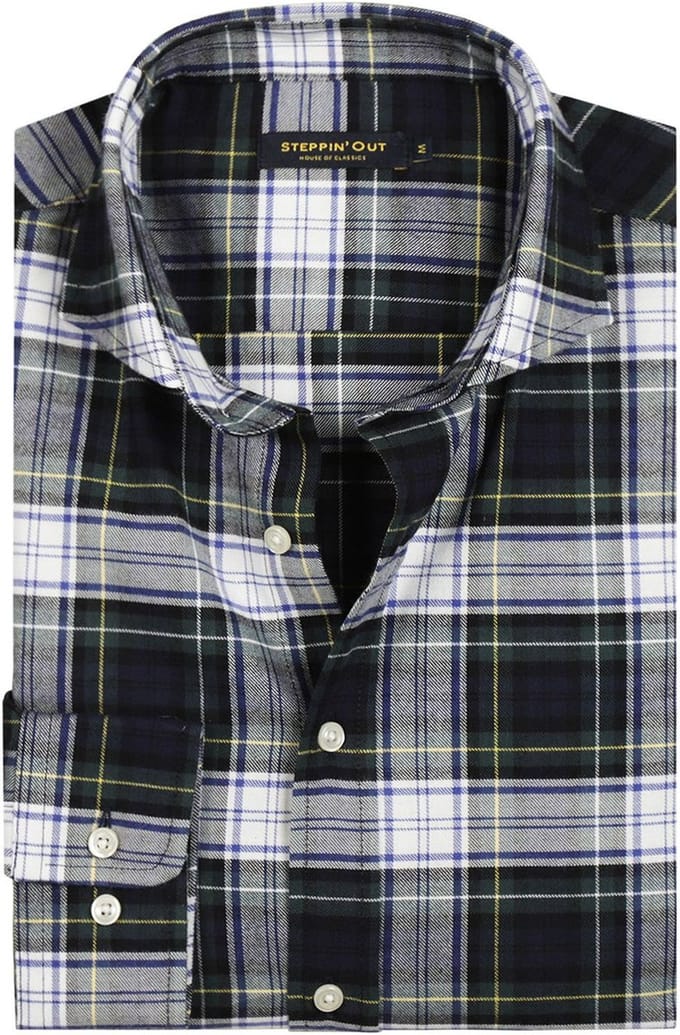 Steppin' Out Flanel Overhemd Ruit Blauw Groen - Maat XL - Heren