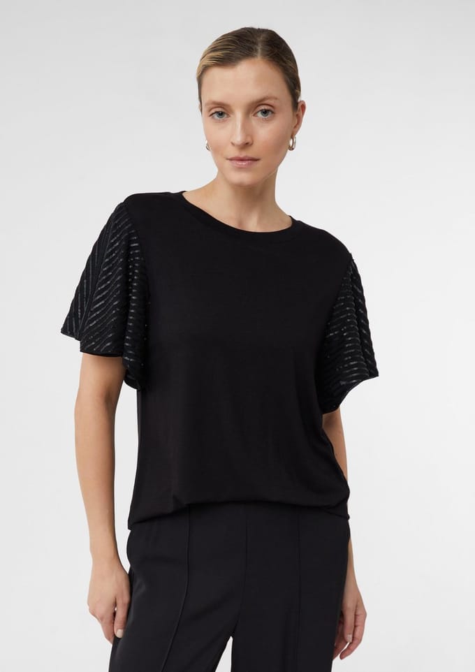 T-shirt met vleugel mouwen semi-transparant dames COMMA