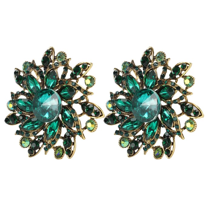 2 stuks Bloemenbroche Retro Diamant Mode Kleding Pak Revers Corsage AccessoiresGroen groen