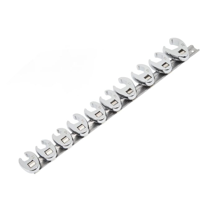 10 stuks Kraaienpoot Sleutelset 10mm tot 22mm Maten Metrische Moersleutel voor 3 8in Aandrijf Ratel white
