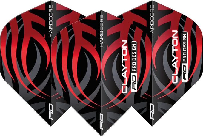 Red Dragon Jonny Clayton Hardcore Black & Red Tribal - Dart Flights