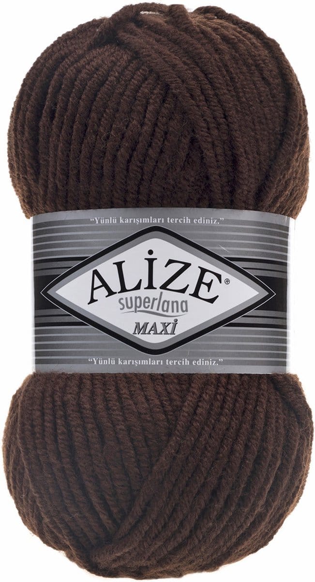 Alize Superlana Maxi - 5 bollen bruine wol van 500 gram - 25% merino wol