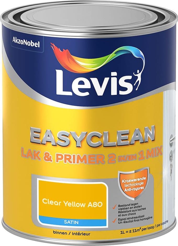 Levis - Easyclean Lak & Primer 2-In-1 Mix - Clear Yellow A80 - Mengverf - 1 L