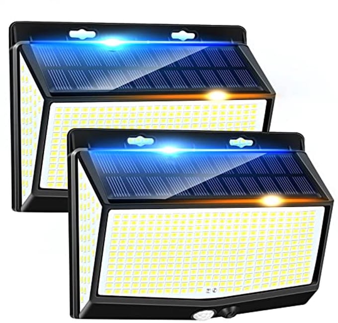 LED Buitenverlichting met Bewegingssensor - 2000 Lumen - 2 Stuks Zonne-energie Lampen
