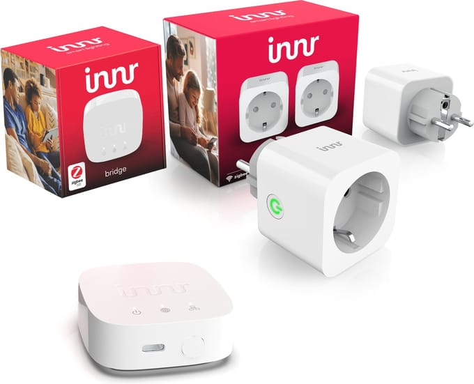 Innr slimme stekker starterset - Zigbee - bridge + smart plug - smartplug met energiemeter - spraakbesturing - bedienen met app - 2 stuks + bridge