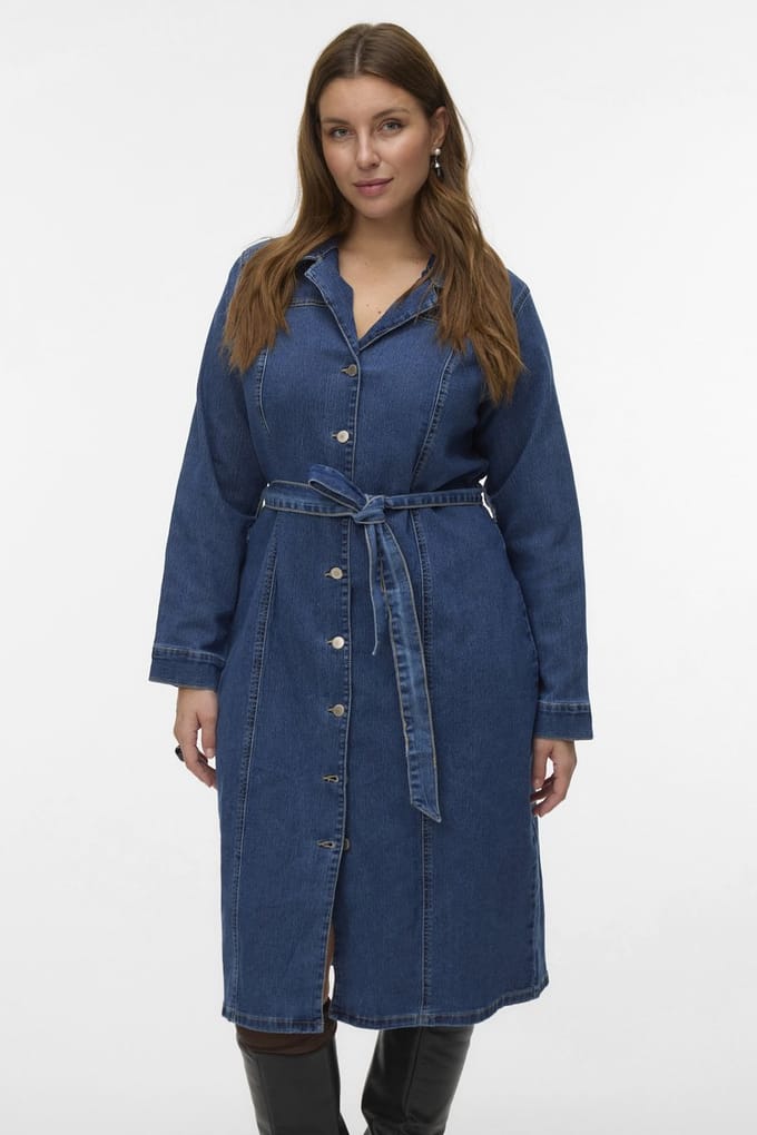 Vero Moda Curve Denim jurk VMCTELLY Midi-jurk