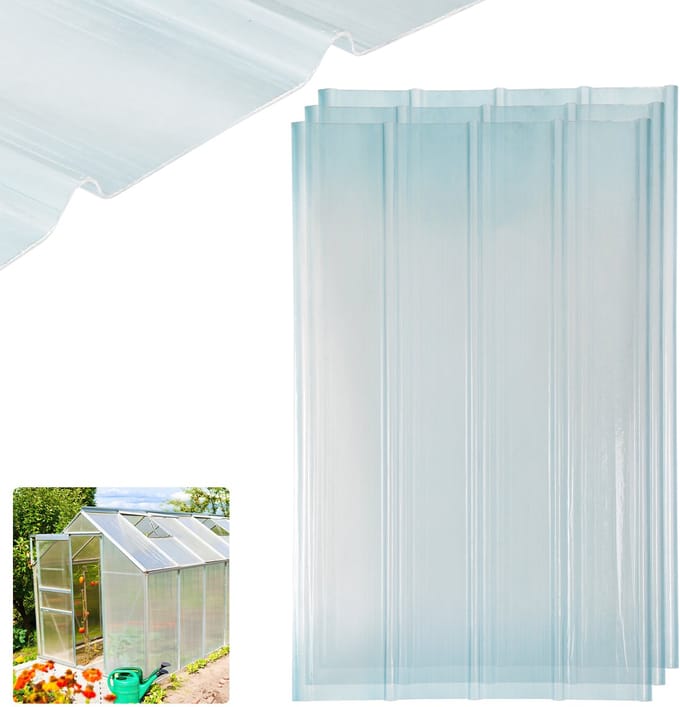 Dakpanelen - Glasvezelversterkt polyester - Golfplaat | 900 mm x 1200 mm, 2 mm dik, transparant - 3 st