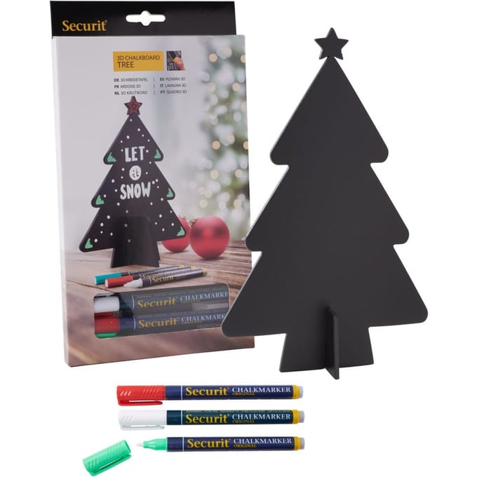 Securit® 3D-kerstboom met krijtbord, vrijstaand