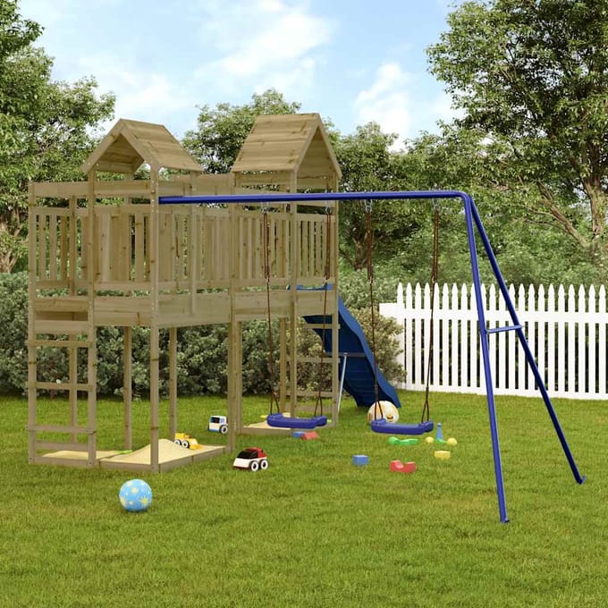 Vidaxl Aire de Jeux pour Jardin, Bois de Pin Imprégné