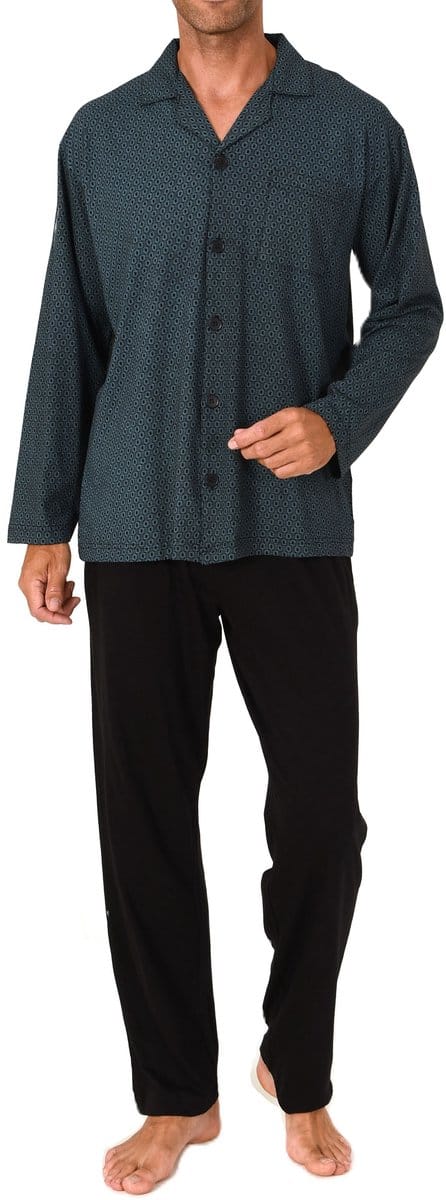 Herenpyjama met lange mouwen en doorknoopsluiting, ook in oversizes