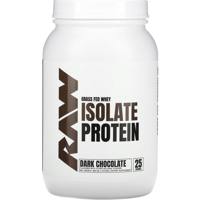 Raw Nutrition, Isolat de Protéine de Whey Nourri à l'Herbe, Chocolat Noir, 1,97 lb (892.5 g)