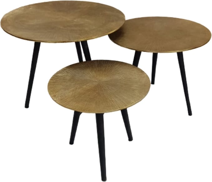 StarFurn Bijzettafel Set van 3 Ryas Aluminium Goud