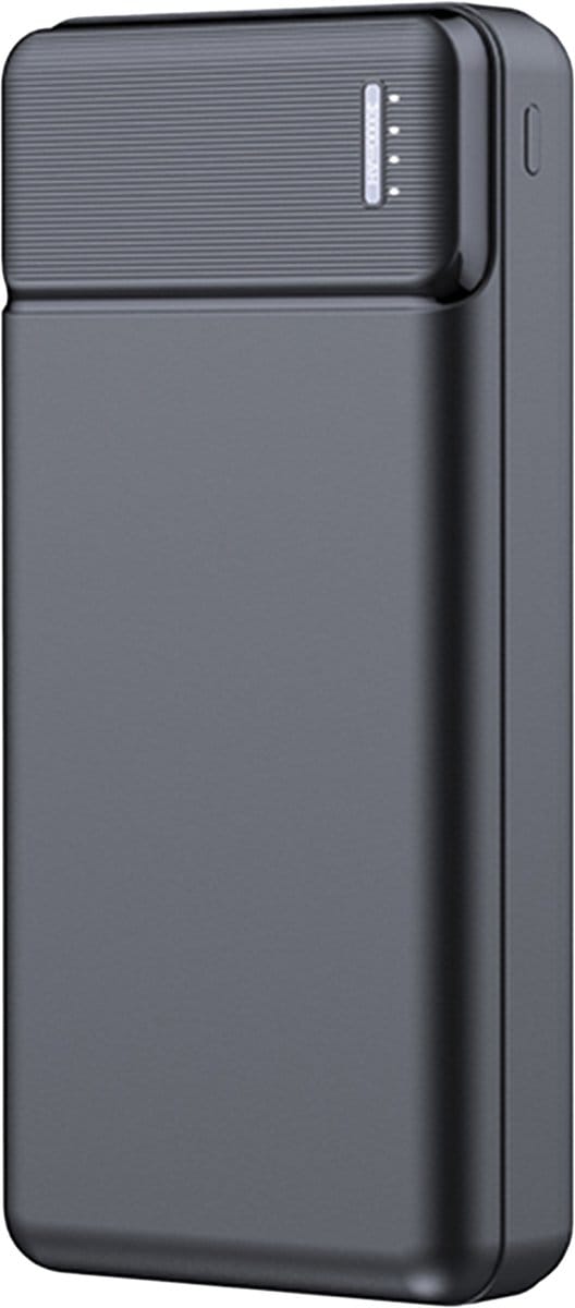 Powerbank 30000 mAh - 22.5W Snellader - 1x USB C input en output - 2x USB A output - 1x Micro USB input - 1x Lightning input - USB A naar USB C kabel meegeleverd - Powerbank klein - Zwart
