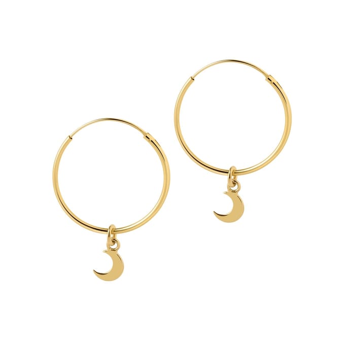 Goud Plated Hoop met Maan 22 MM