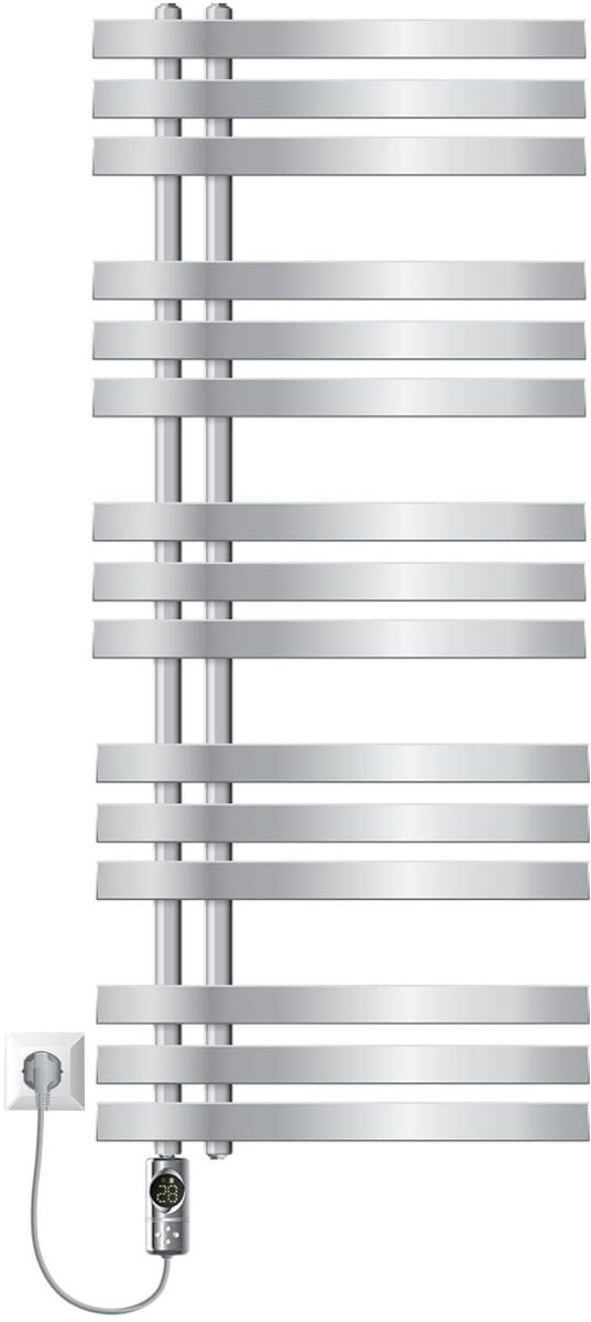 LuxeBath elektrische badkamer radiator Ijzer EN 500x1200 mm chroom met verwarmingselement 900W thermostaat digitaal display handdoekradiator elektrische handdoekwarmer paneelradiator design radiator