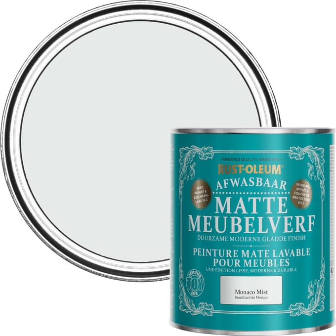 Rust-Oleum Grijs Afwasbaar Matte Meubelverf - Monaco Mist 750ml