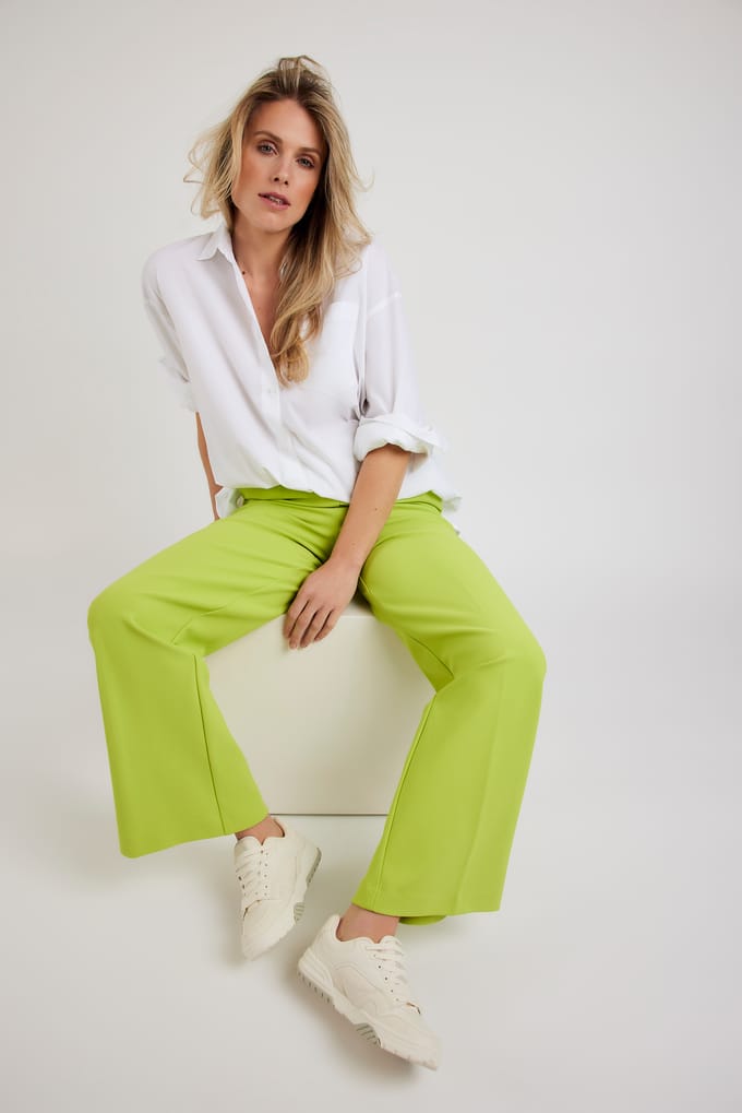 Corel - Dames Broek Lilly Wide Pants - Groen - Maat 34