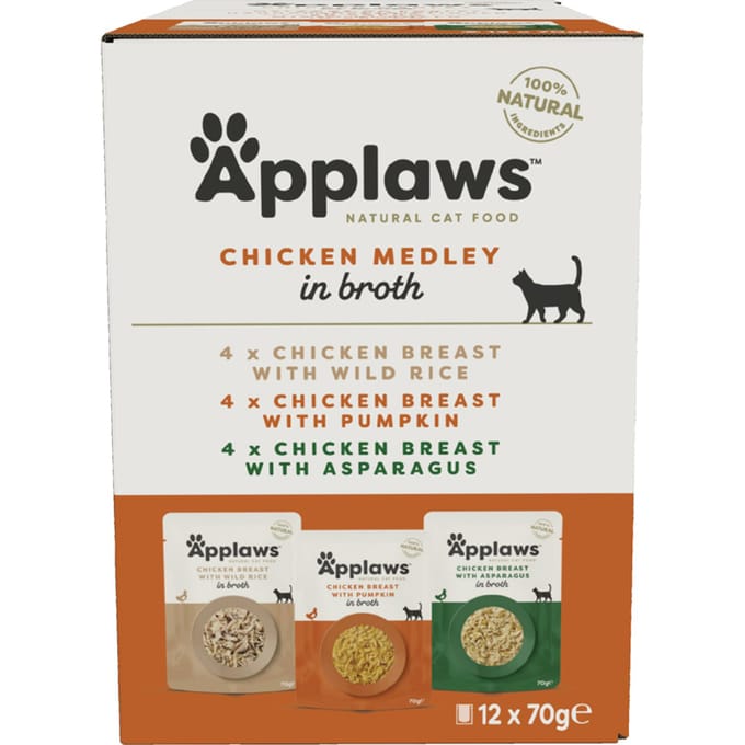 12x70g Kip Mix (3 soorten) Applaws natvoer voor katten
