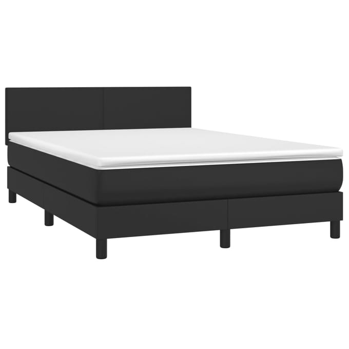 vidaXL - Boxspring - met - matras - en - LED - kunstleer - zwart - 140x190 - cm