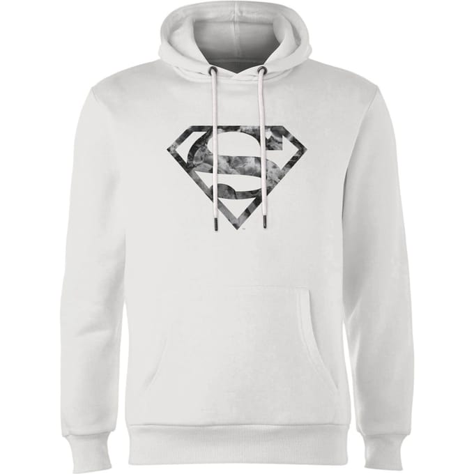 Marble Superman Logo Hoodie - White - S