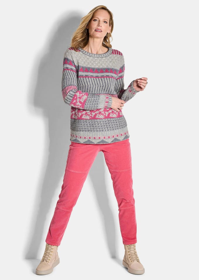 Pullover met modieus Noors dessin - roze / gedess. - Gr. 23 van Goldner Fashion