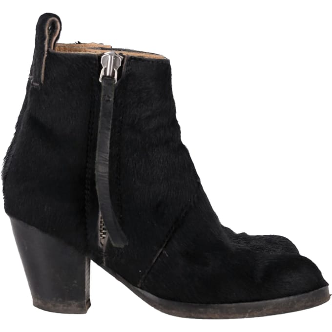 Acne Studios Rits Enkelboots in Zwart Ponyhaar