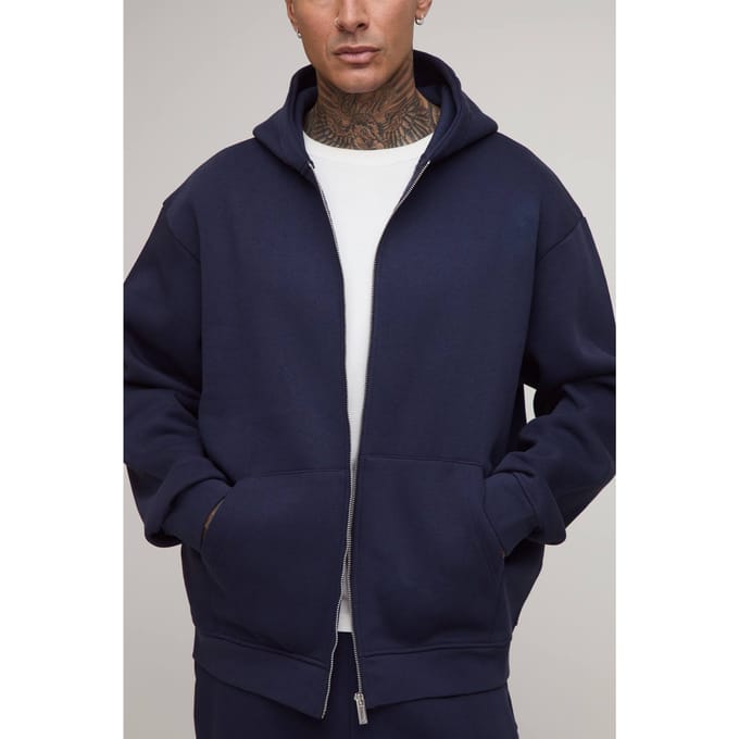 Lange Basic Oversized Hoodie met ritssluiting | Navy | Size XL