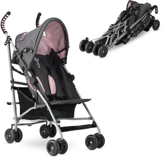 Asalvo Buggy - Paraplu Buggy - Compact Inklapbaar - Grijs/Roze