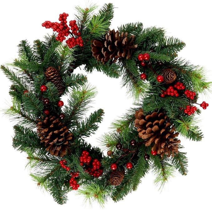Kerstkrans 45 cm - voor Deur - Deurkrans - Kunstmatige - Ornament