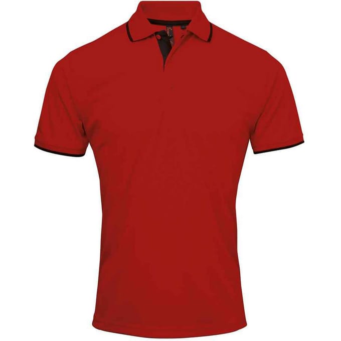 Premier Heren Coolchecker Contrast Pique Poloshirt (Rood/zwart)