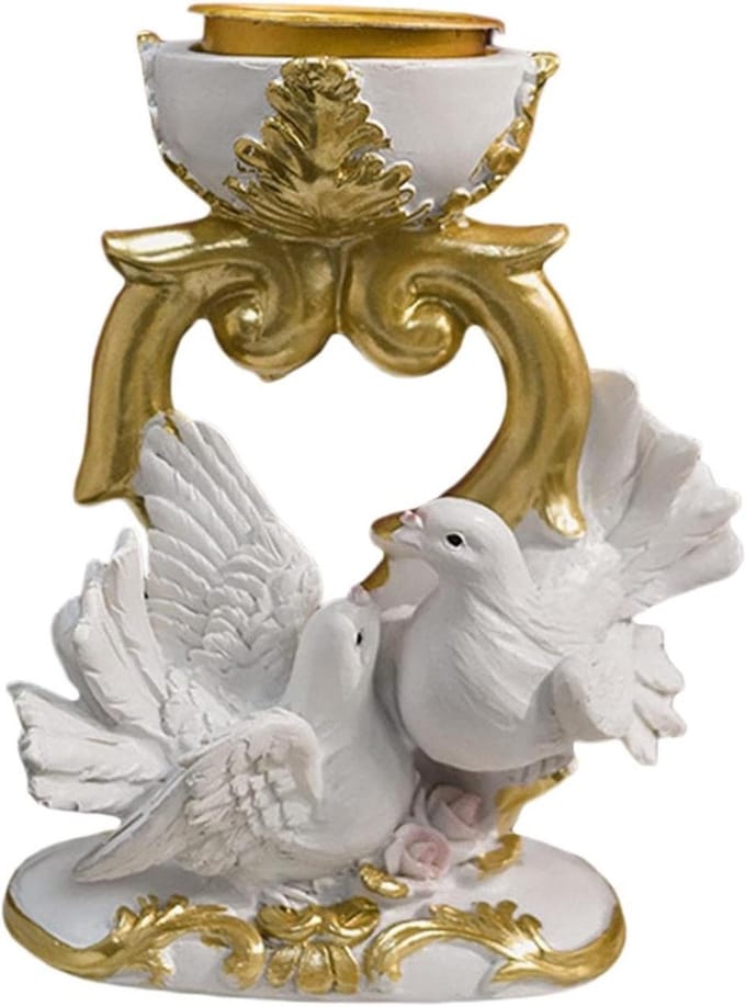 Kaarsenhouder Duif - Hars Ornament - Sfeervolle Decoratie - Creatief Vogelontwerp - Stijl D 12.5cm - Stijl B