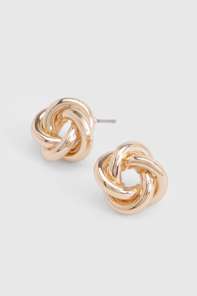 boohoo Dames Gouden Knoop Stud Oorbellen