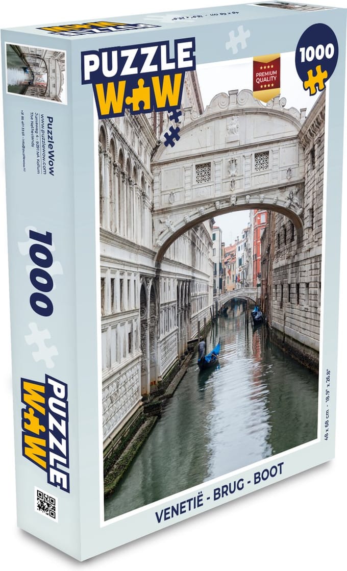 Puzzel Venetië - Brug - Boot - Legpuzzel - Puzzel 1000 stukjes volwassenen