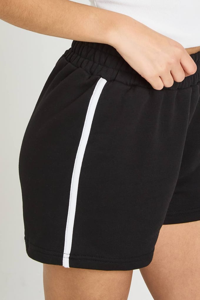 boohoo Dames Runner Short Met Contrastbies | Zwart | Maat: Small