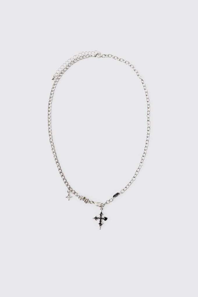 Zilveren Gelaagde Gothic Cross Ketting | Silver