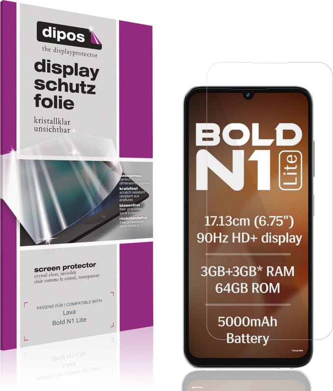 dipos – 4x Beschermfolie geschikt voor Lava Bold N1 Lite | Krasbestendige & heldere Screenprotector Ultra-Thin